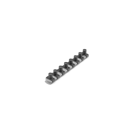 Tekton 1/2 Inch Drive x 8 Inch Socket Rail, 8 Clips (Gray) OSR21308